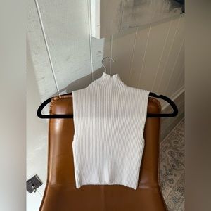 Zara Cream White Knit Sleeveless Turtleneck Sweater Top - Sz Small